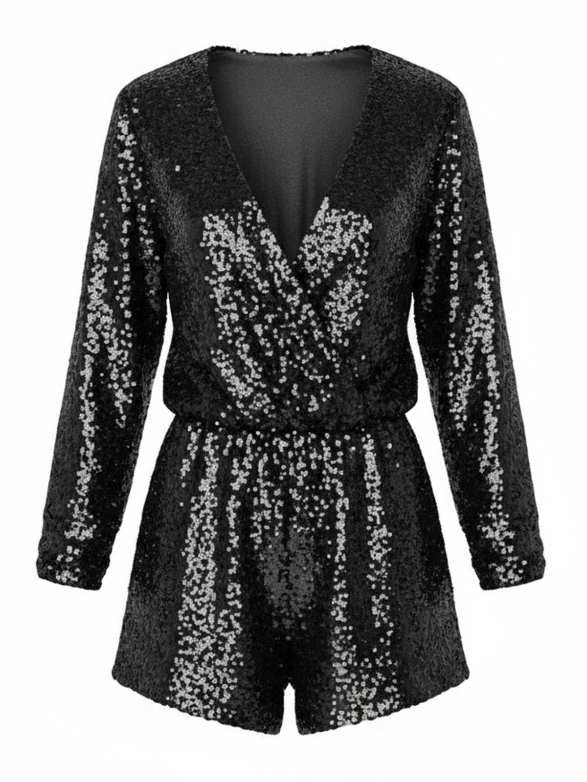Combishort à manches longues et col en V à sequins années 1970 - Image 6