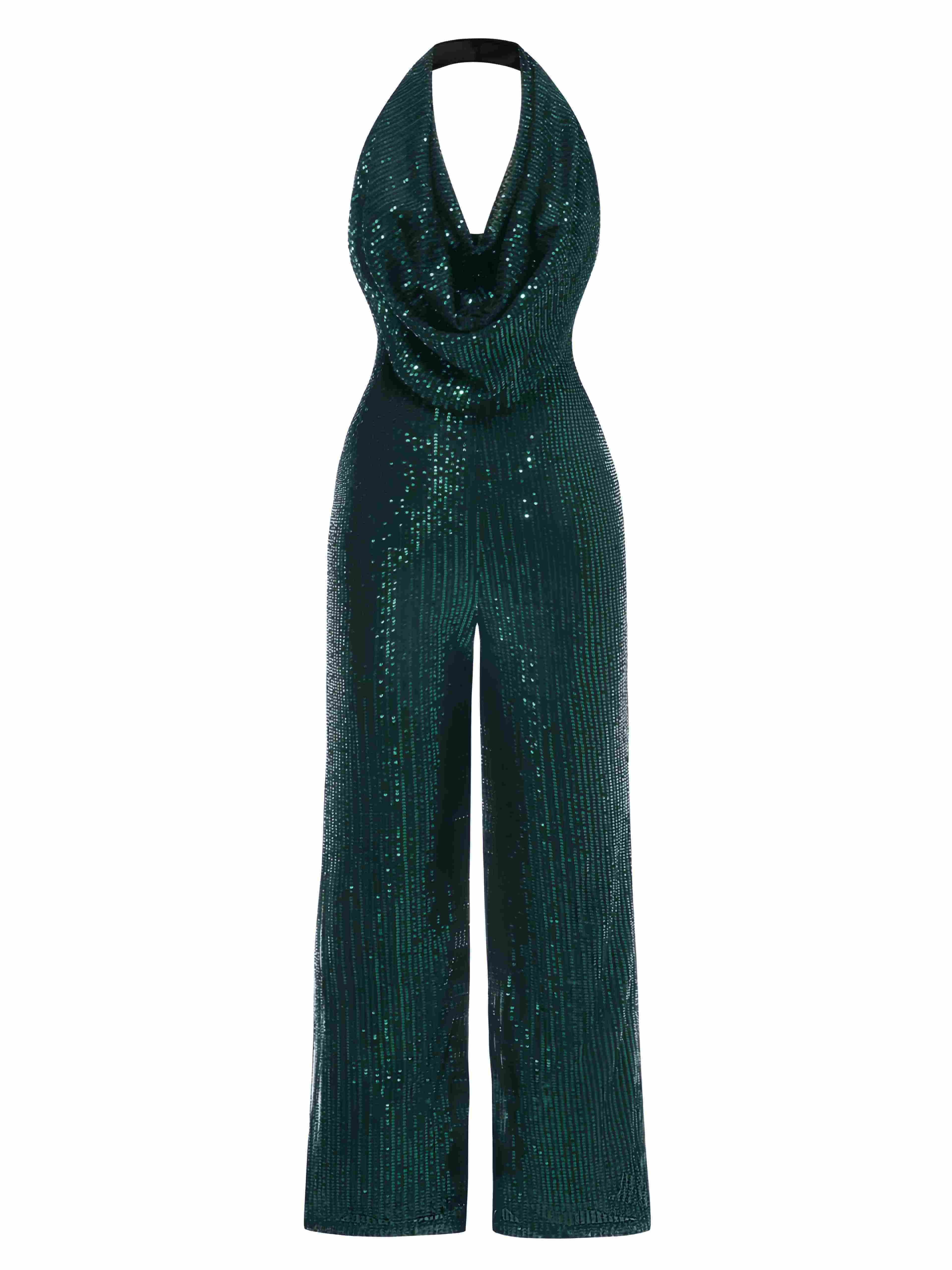 Combinaison à paillettes à licou unie années 1930