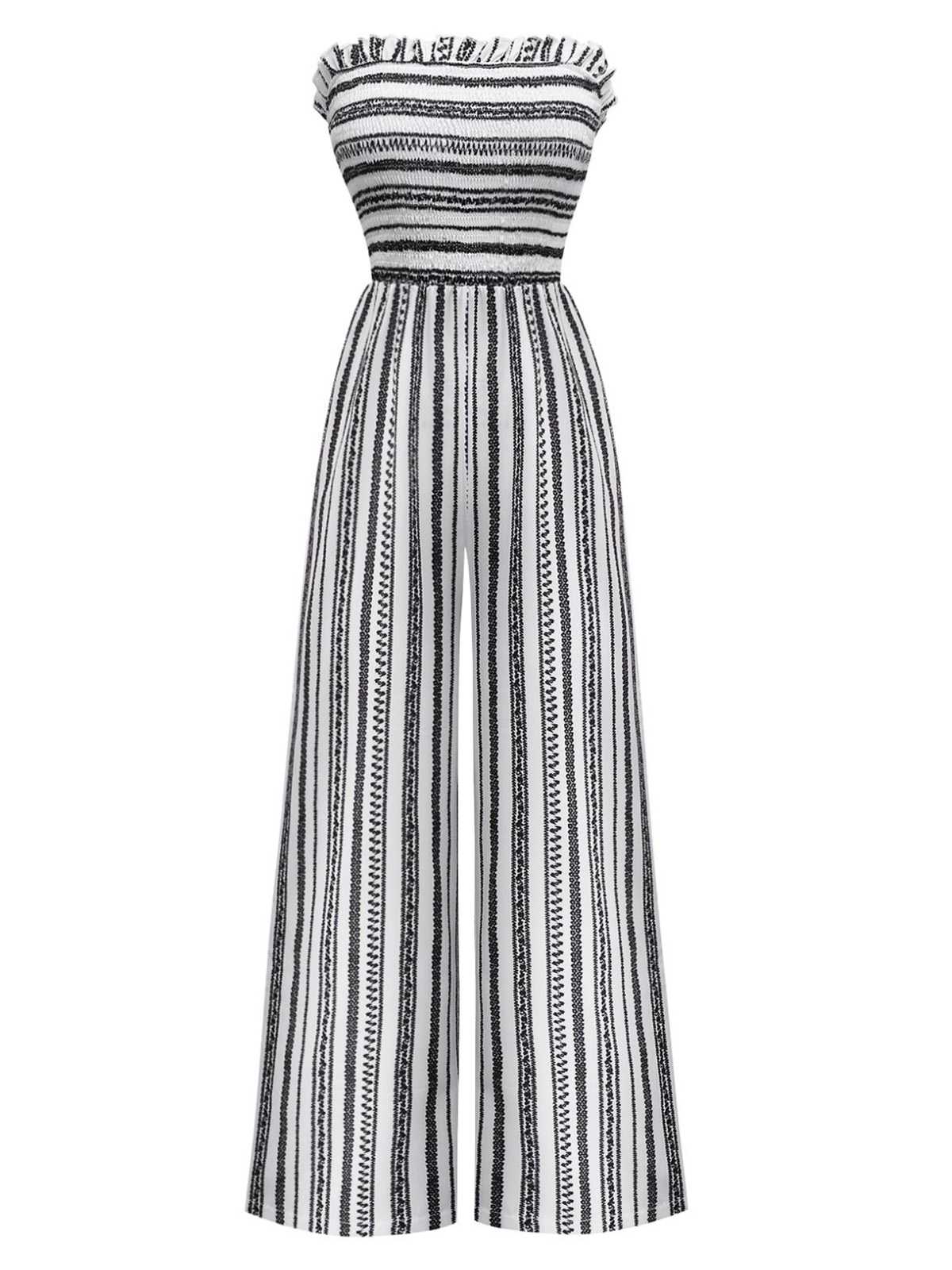 Combinaison à rayures bohème bandeau des années 1970