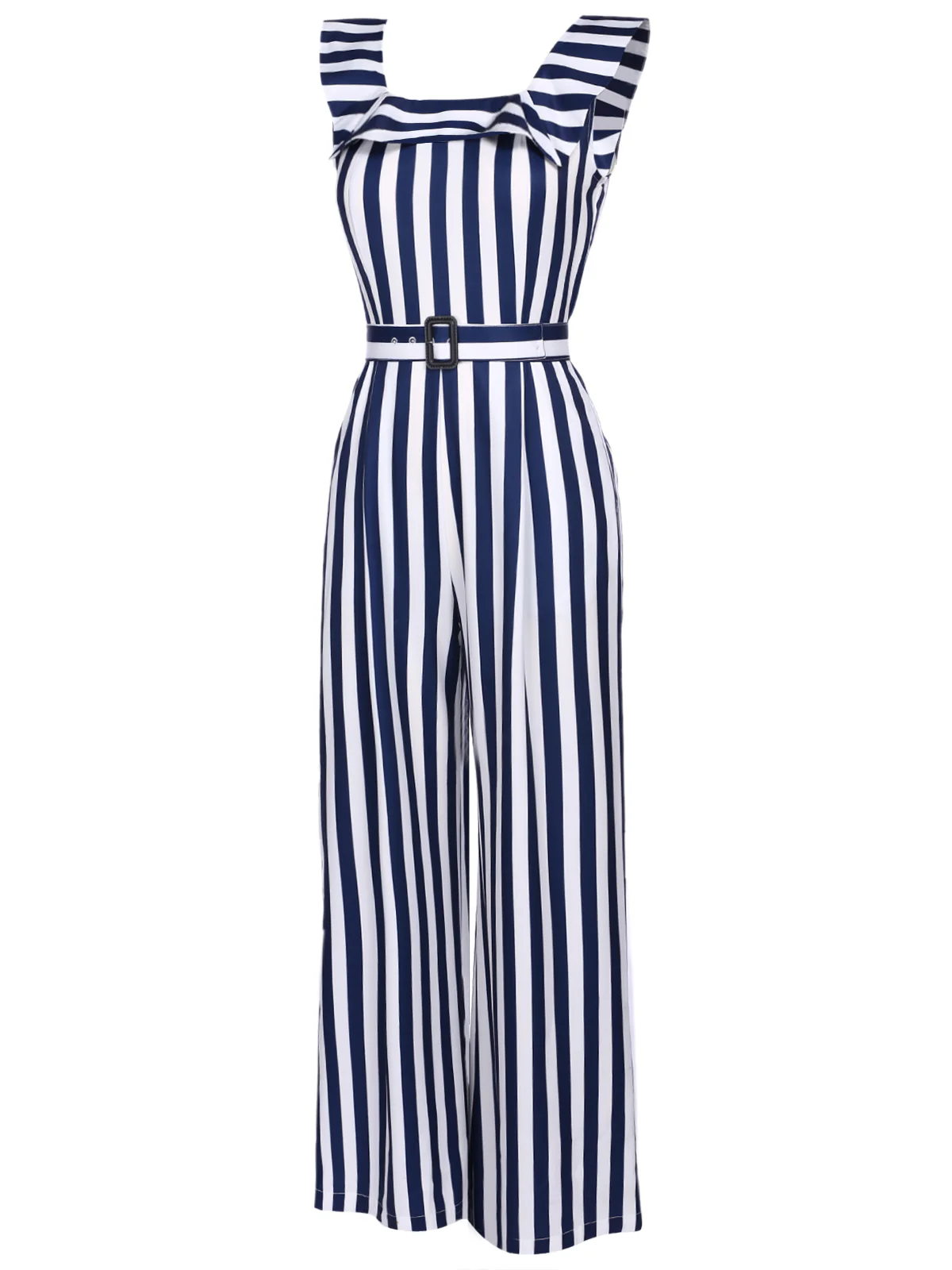 Combinaison Vintage Année 50 à Rayures avec Ceinture Bleu et Blanc - Image 3