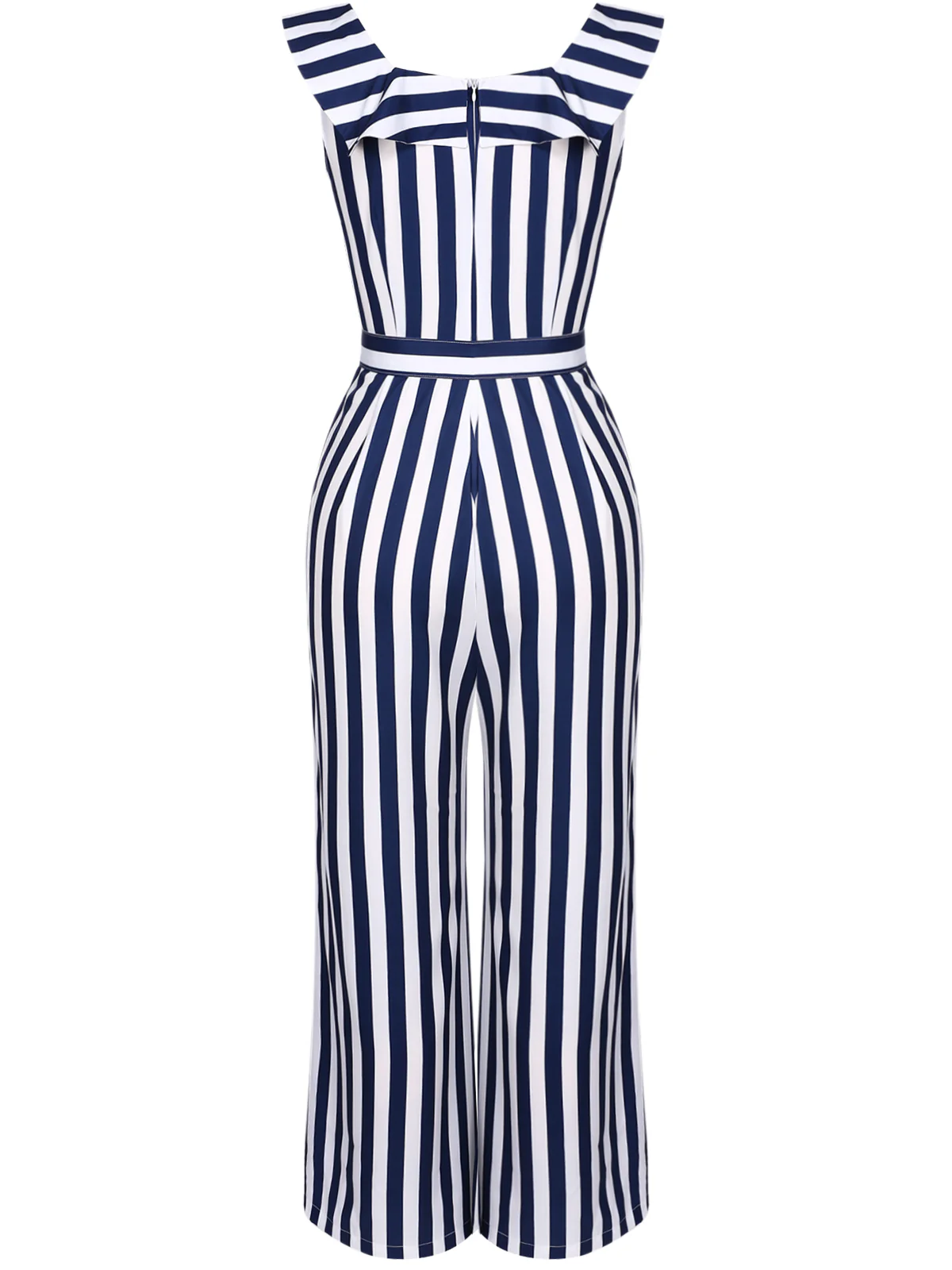 Combinaison Vintage Année 50 à Rayures avec Ceinture Bleu et Blanc - Image 4