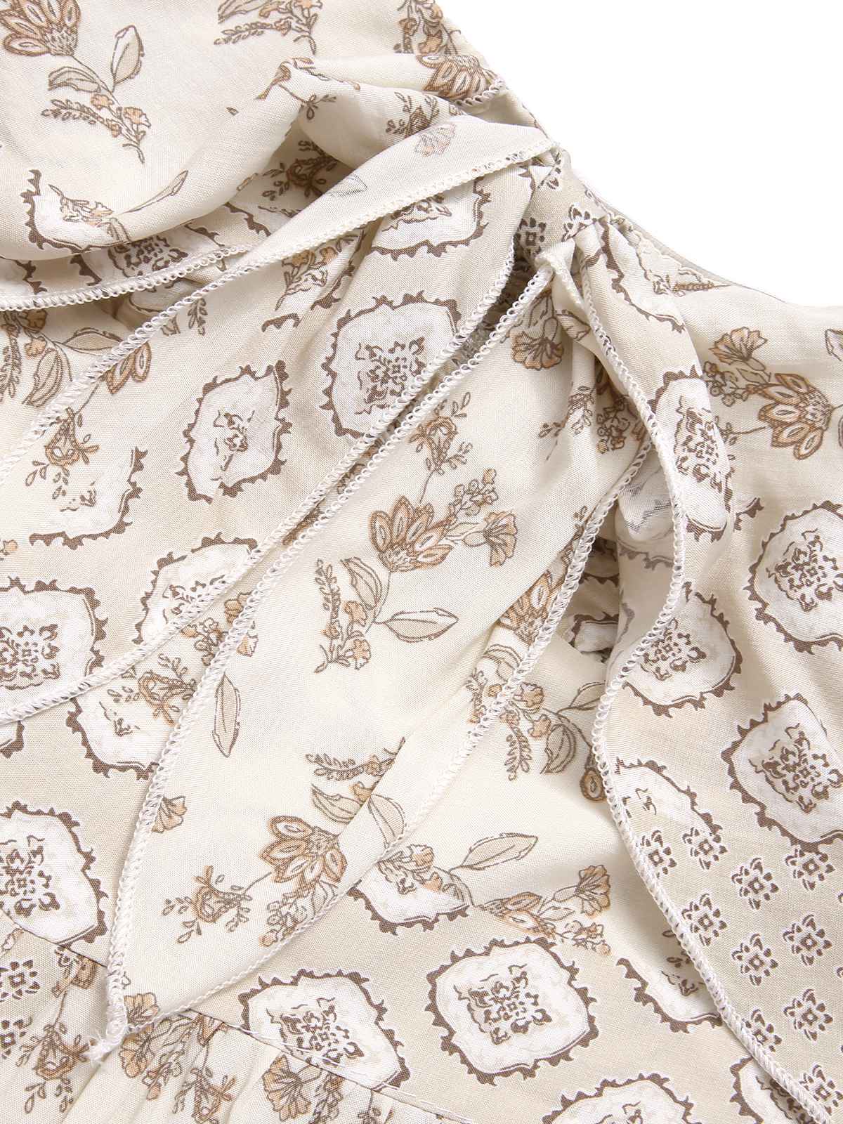 Combinaison bandeau beige à fleurs à nœuds des années 1970 - Image 3