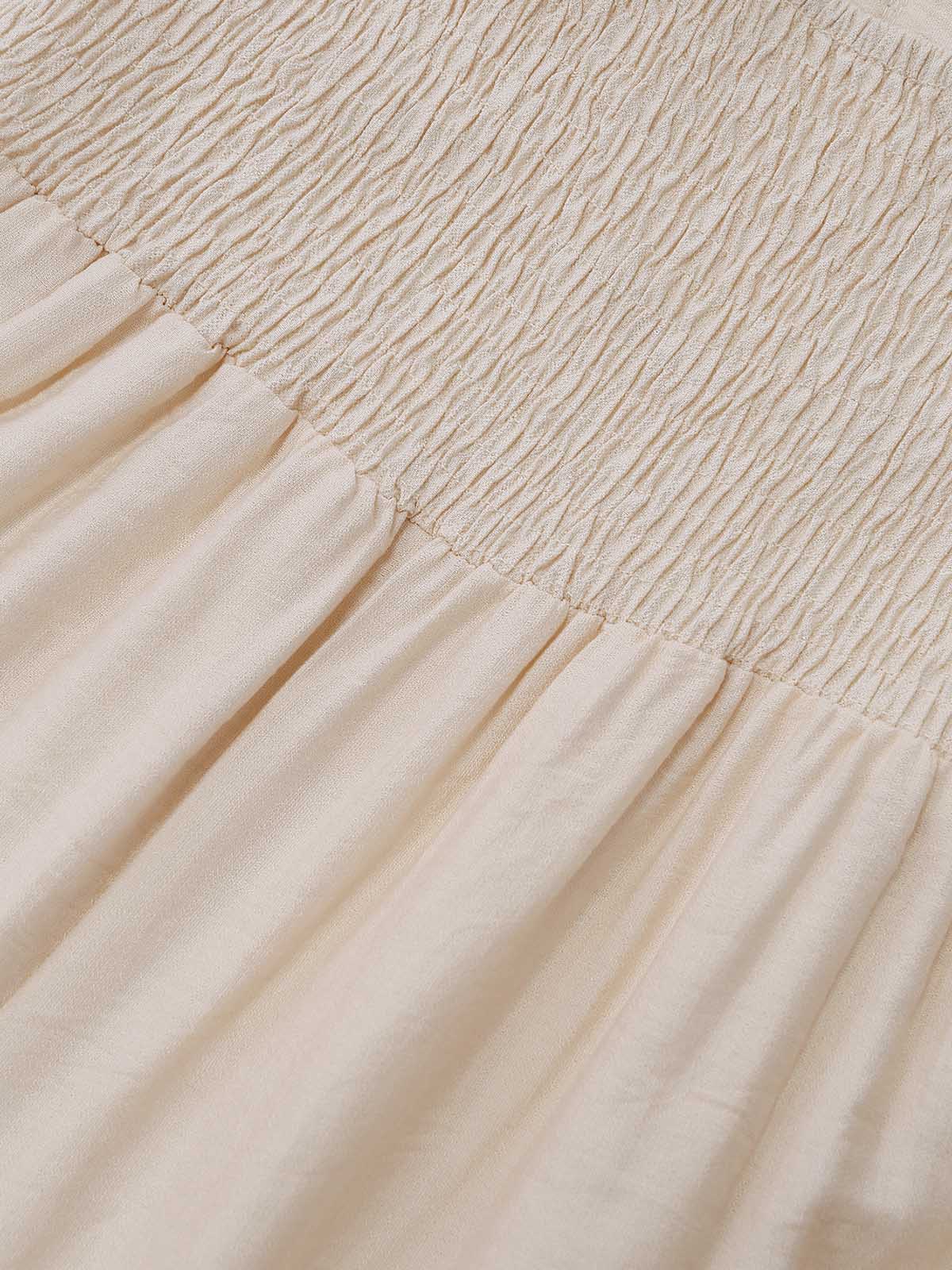 Combinaison beige fines bretelles dentelle et pompons années 70 - Image 6
