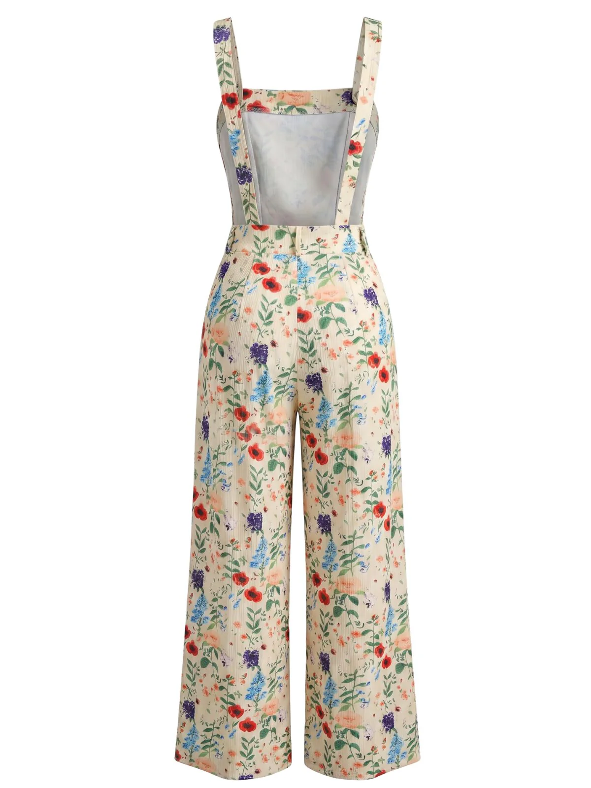 Combinaison Beige Florale Col Carré Bretelles Fines Années 1950 - Image 3