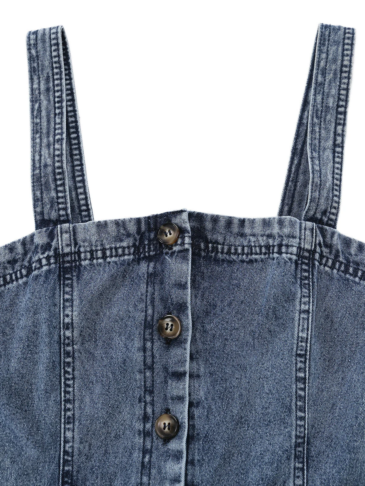 Combinaison bleue denim boutonnée larges bretelles et ceinture années 30 - Image 3