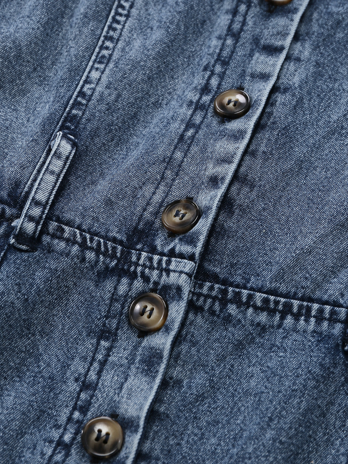Combinaison bleue denim boutonnée larges bretelles et ceinture années 30 - Image 4
