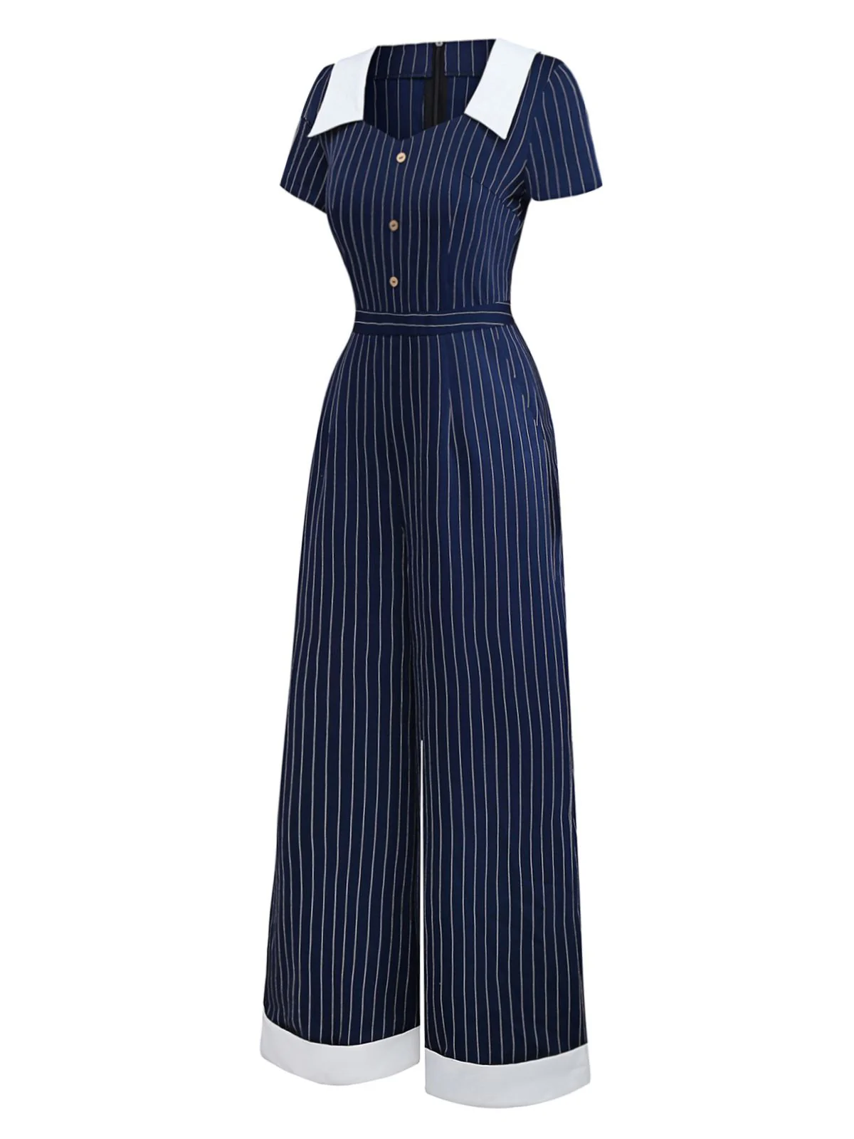 Combinaison bleue à rayée revers années 1930 - Image 3