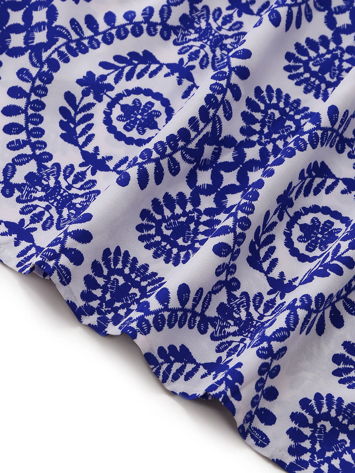 Combinaison bohème bleue motif floral encolure arrondie et manches bouffantes années 50 - Image 6