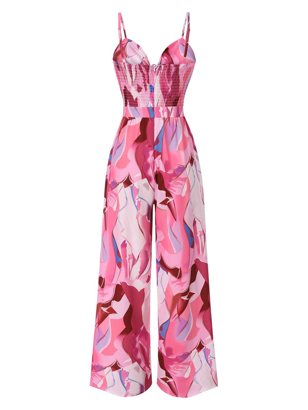 Combinaison bretelles rose motif psychédélique et nœud devant années 1970 - Image 2