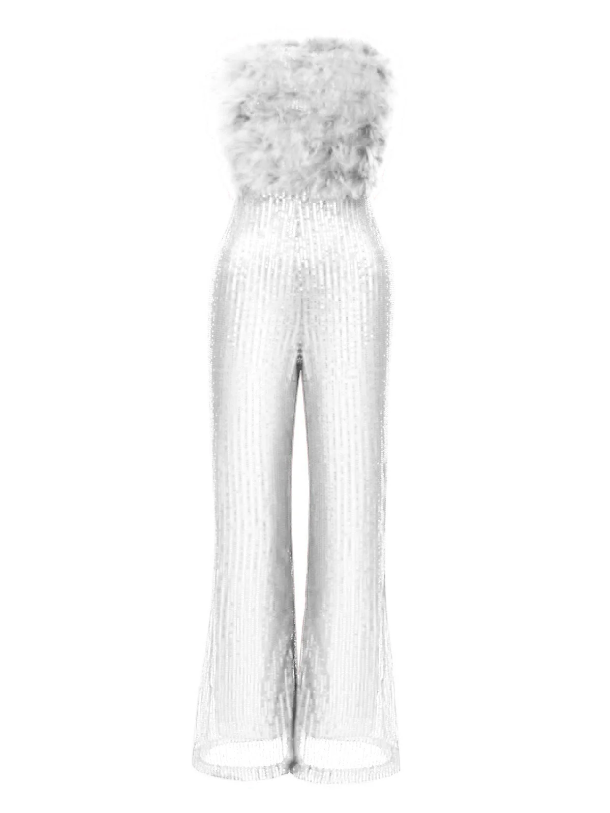 Combinaison bustier en patchwork de plumes et paillettes des années 1950 - Image 14