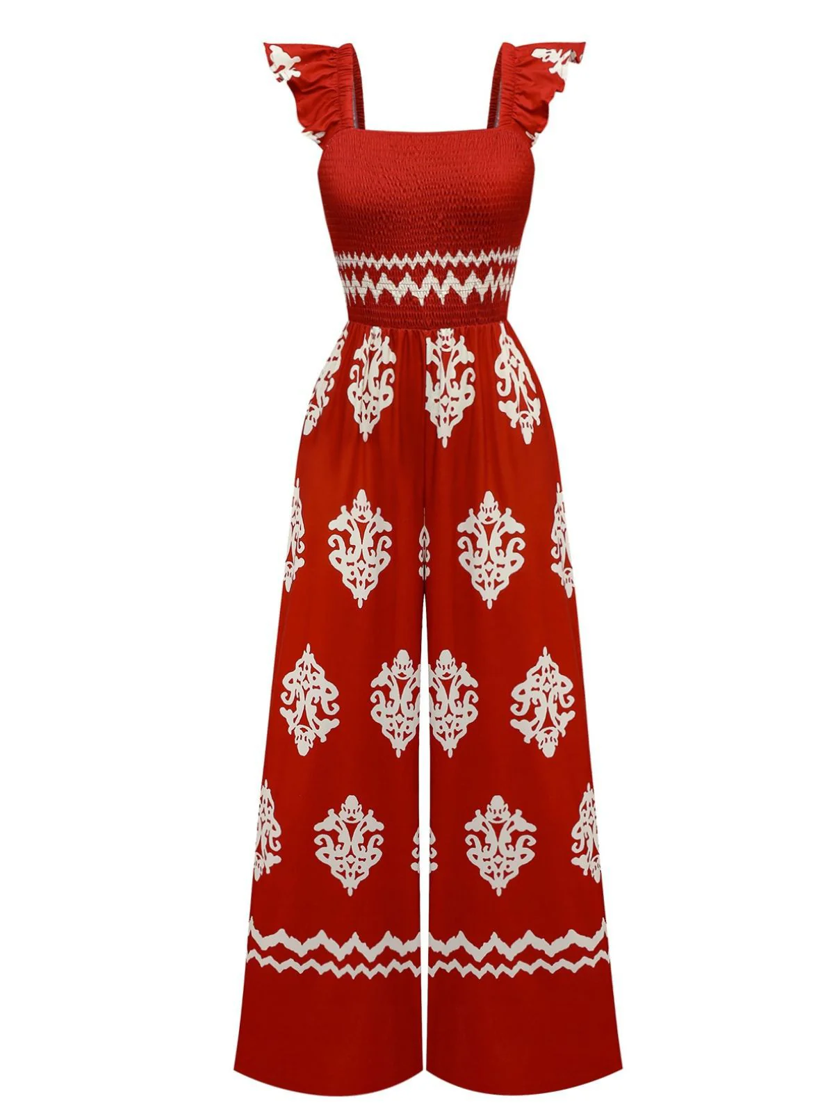 Combinaison col carré imprimé tribal bohème des années 1970 - Image 5
