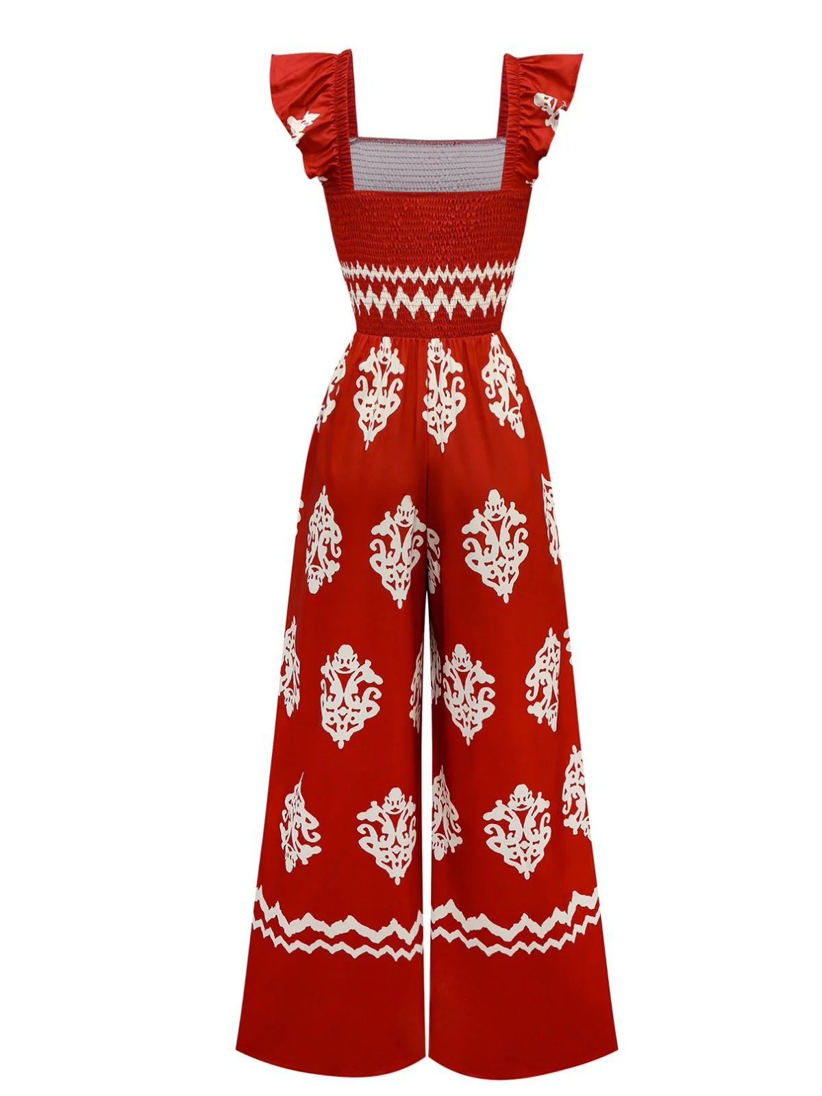 Combinaison col carré imprimé tribal bohème des années 1970 - Image 6