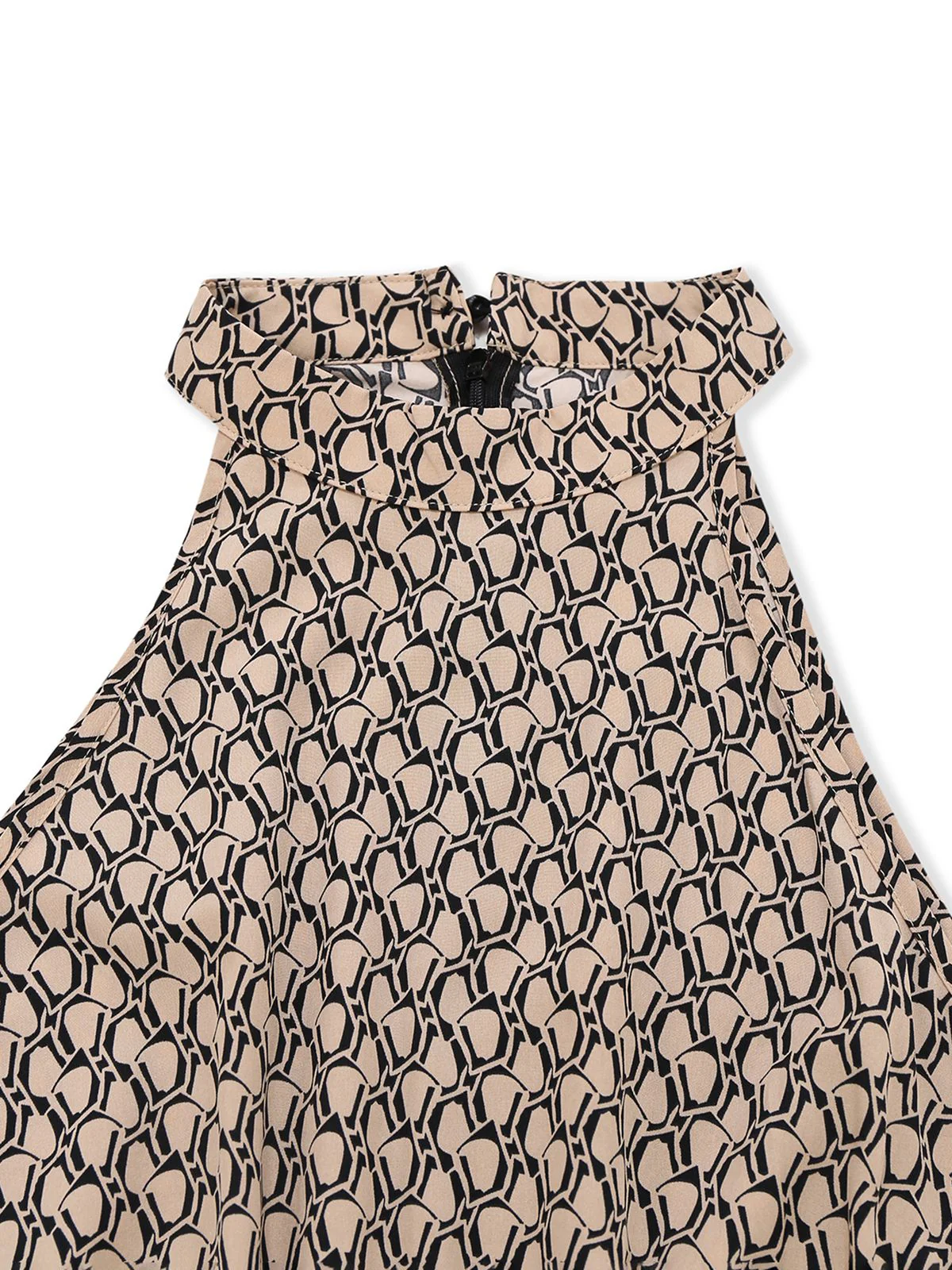 Combinaison col licou rond motif géométrique beige des années 1930 - Image 3