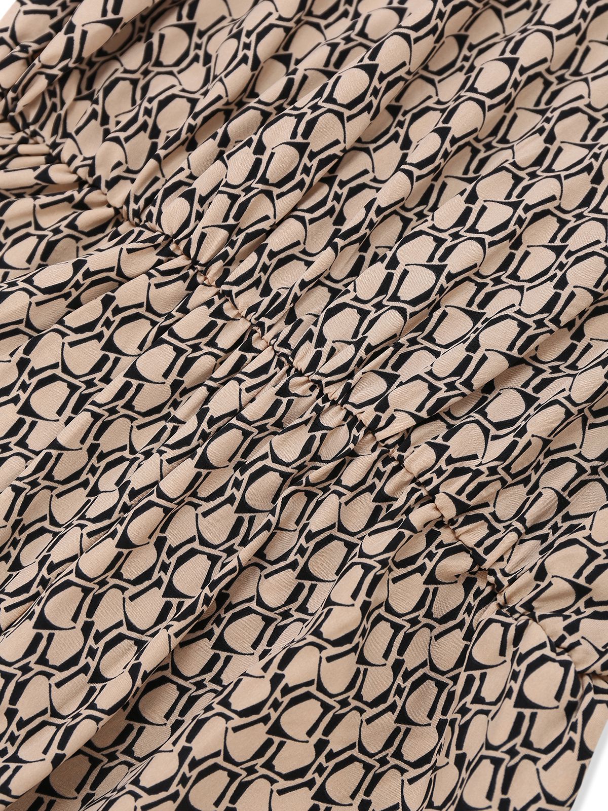 Combinaison col licou rond motif géométrique beige des années 1930 - Image 5