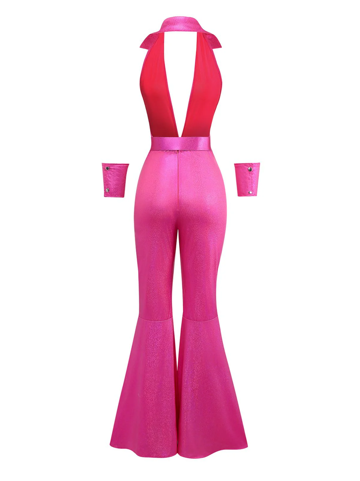 Combinaison disco rose métallisée à décolleté plongeant années 1970 - Image 2