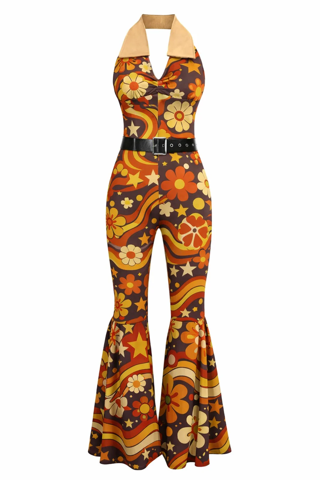 Combinaison dos nu à motifs géométriques patchwork des années 1970 - Image 7