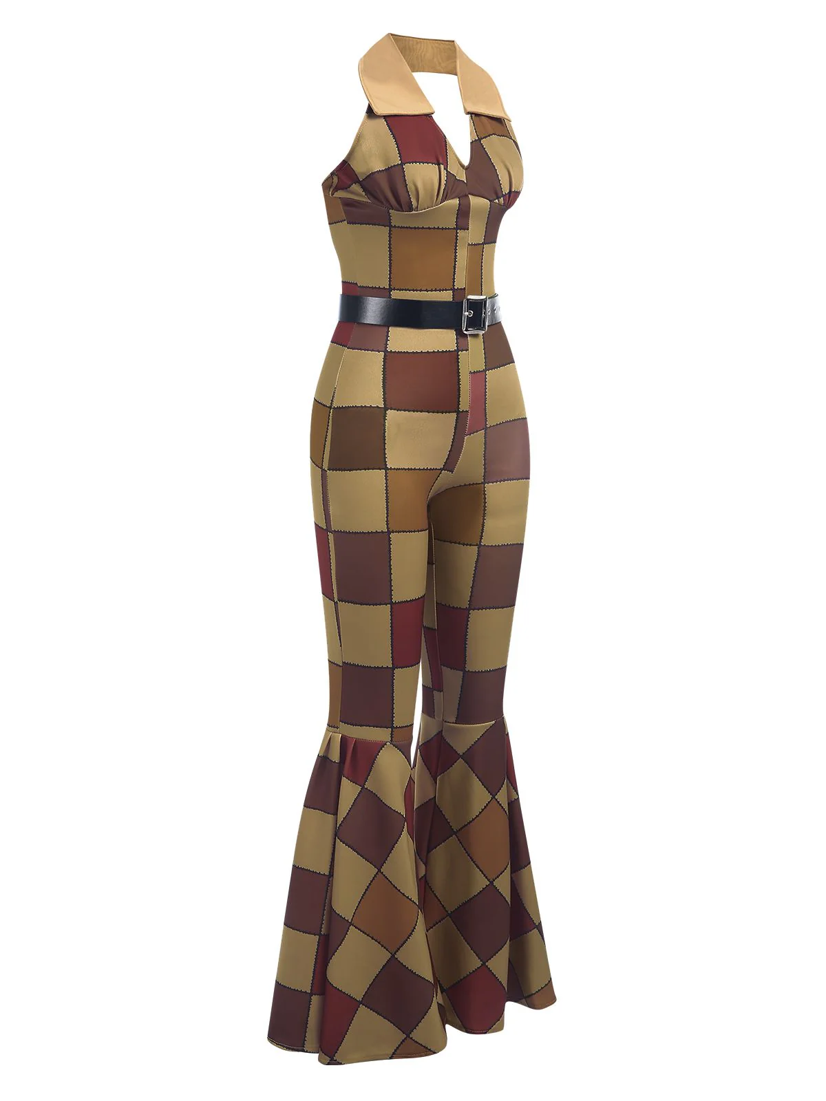 Combinaison dos nu à motifs géométriques patchwork des années 1970 - Image 3