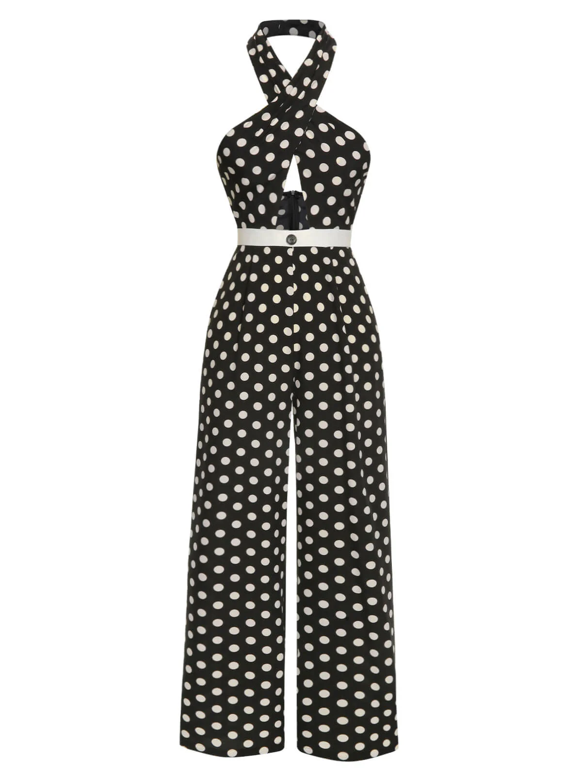 Combinaison dos nu croisé à pois noir des années 1940 - Image 2