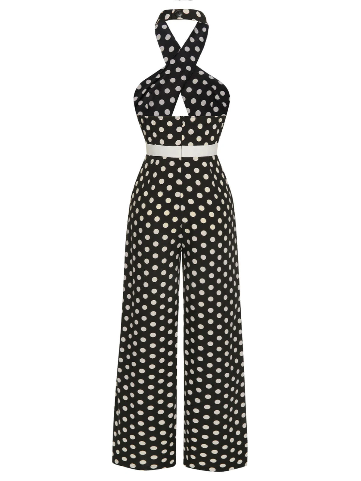 Combinaison dos nu croisé à pois noir des années 1940 - Image 4