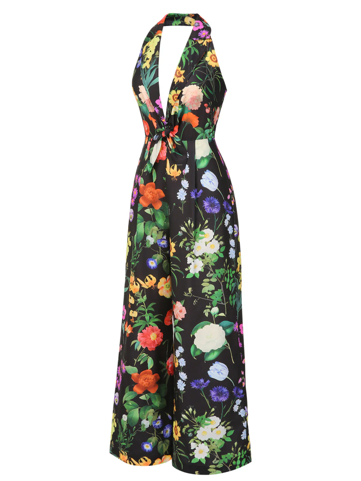 Combinaison dos nu noire fleur à col en V années 1930 - Image 4