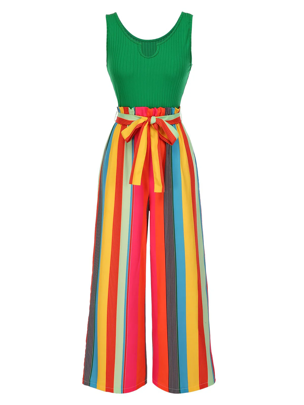 Combinaison en tricot à rayures noires des années 1950 avec ceinture - Image 5