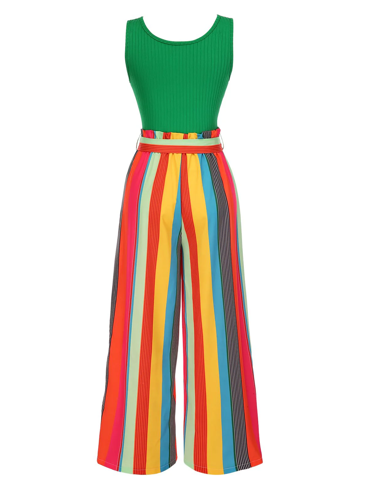 Combinaison en tricot à rayures noires des années 1950 avec ceinture - Image 6