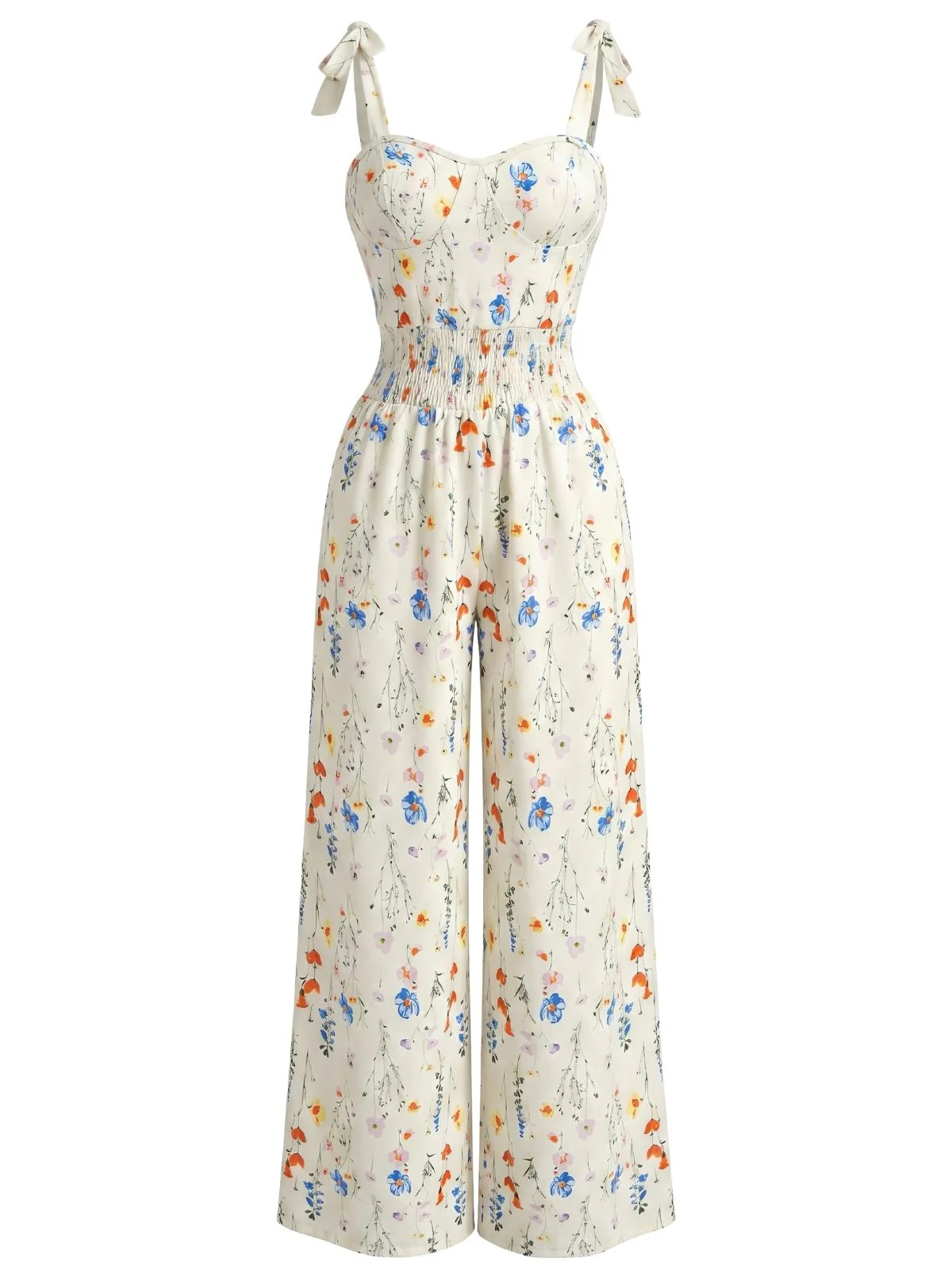 Combinaison fines bretelles et imprimé floral multicolore années 1940 - Image 2