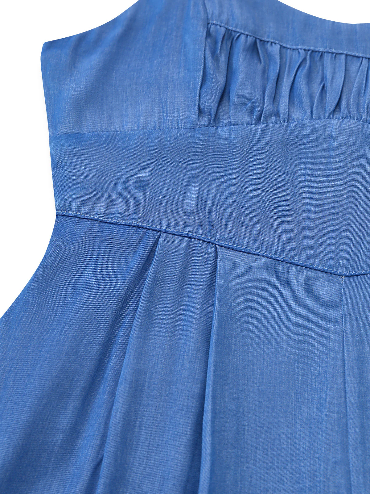 Combinaison froncée à bretelles spaghetti denim bleu années 1950 - Image 5