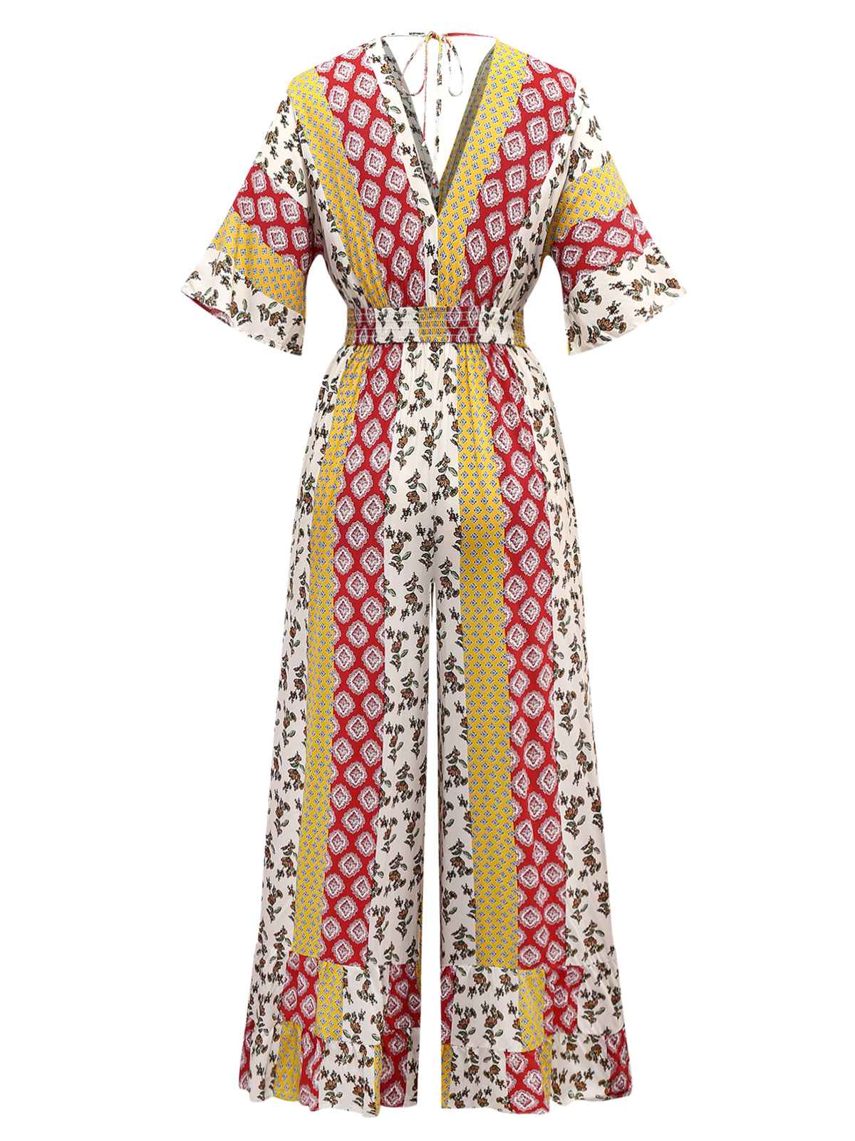 Combinaison jaune motif tribal floral bohème des années 1970 - Image 3