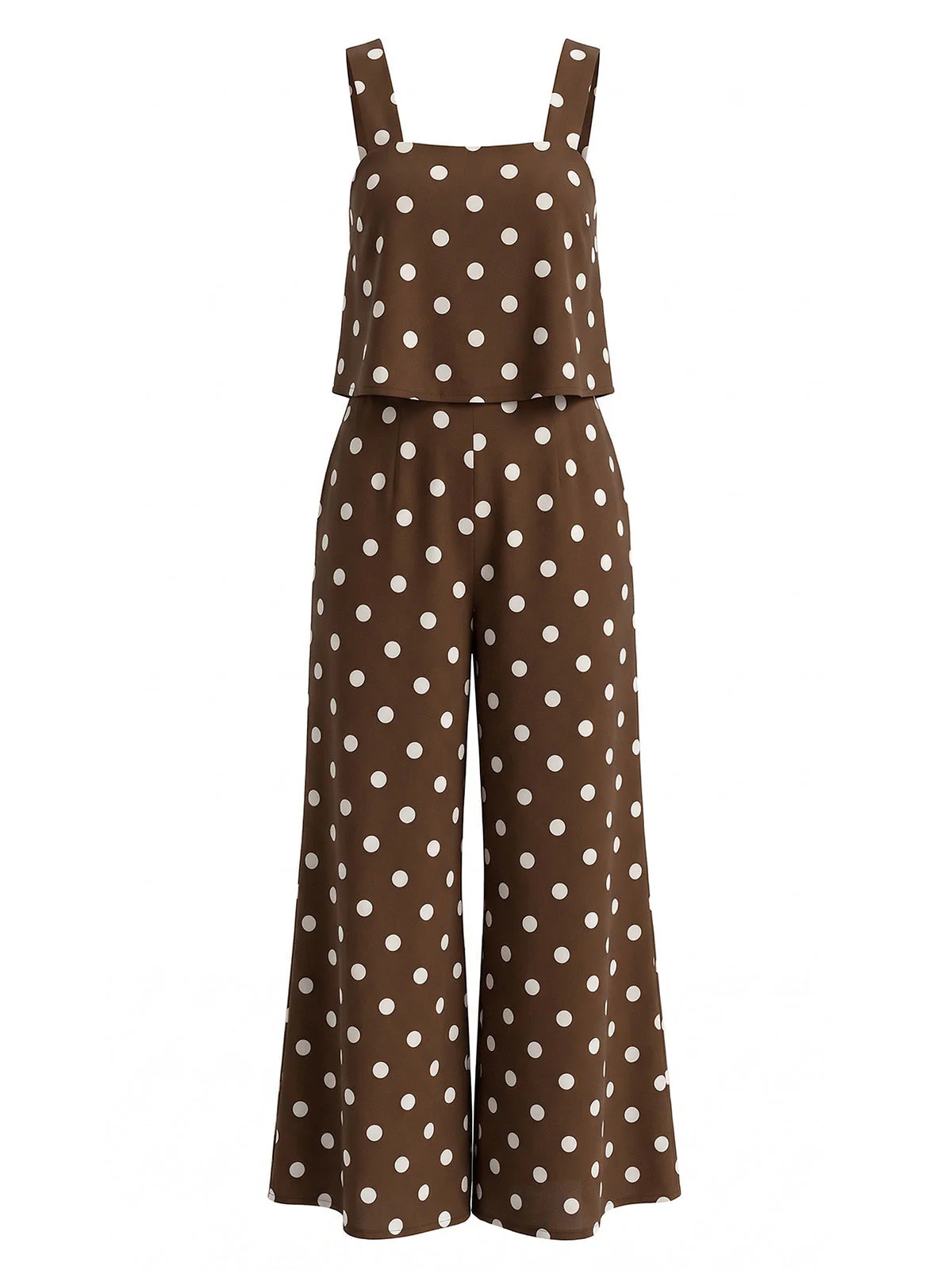 Combinaison Marron à Pois Jambes Larges Années 1930 - Image 2