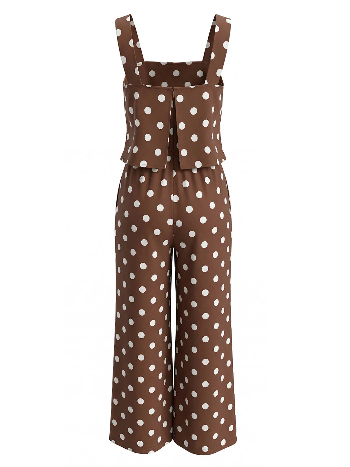 Combinaison Marron à Pois Jambes Larges Années 1930 - Image 3