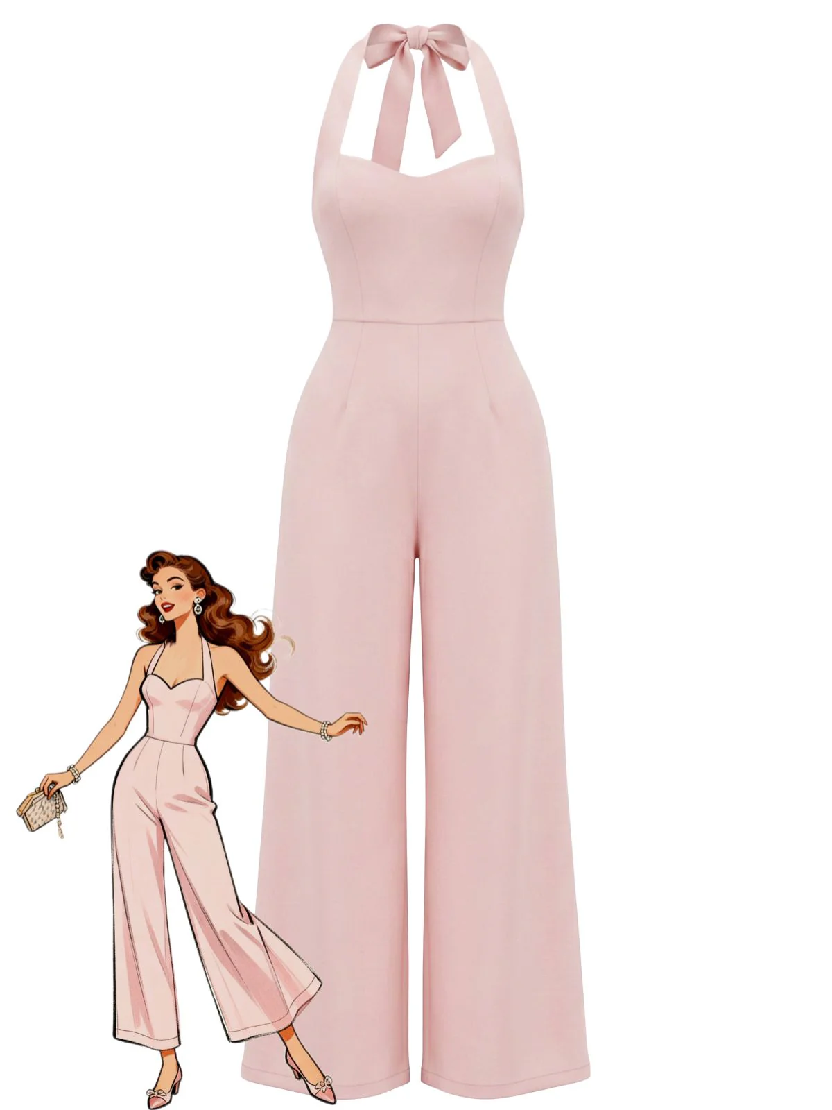 Combinaison minimaliste sans manches dos nu et halter années 1950