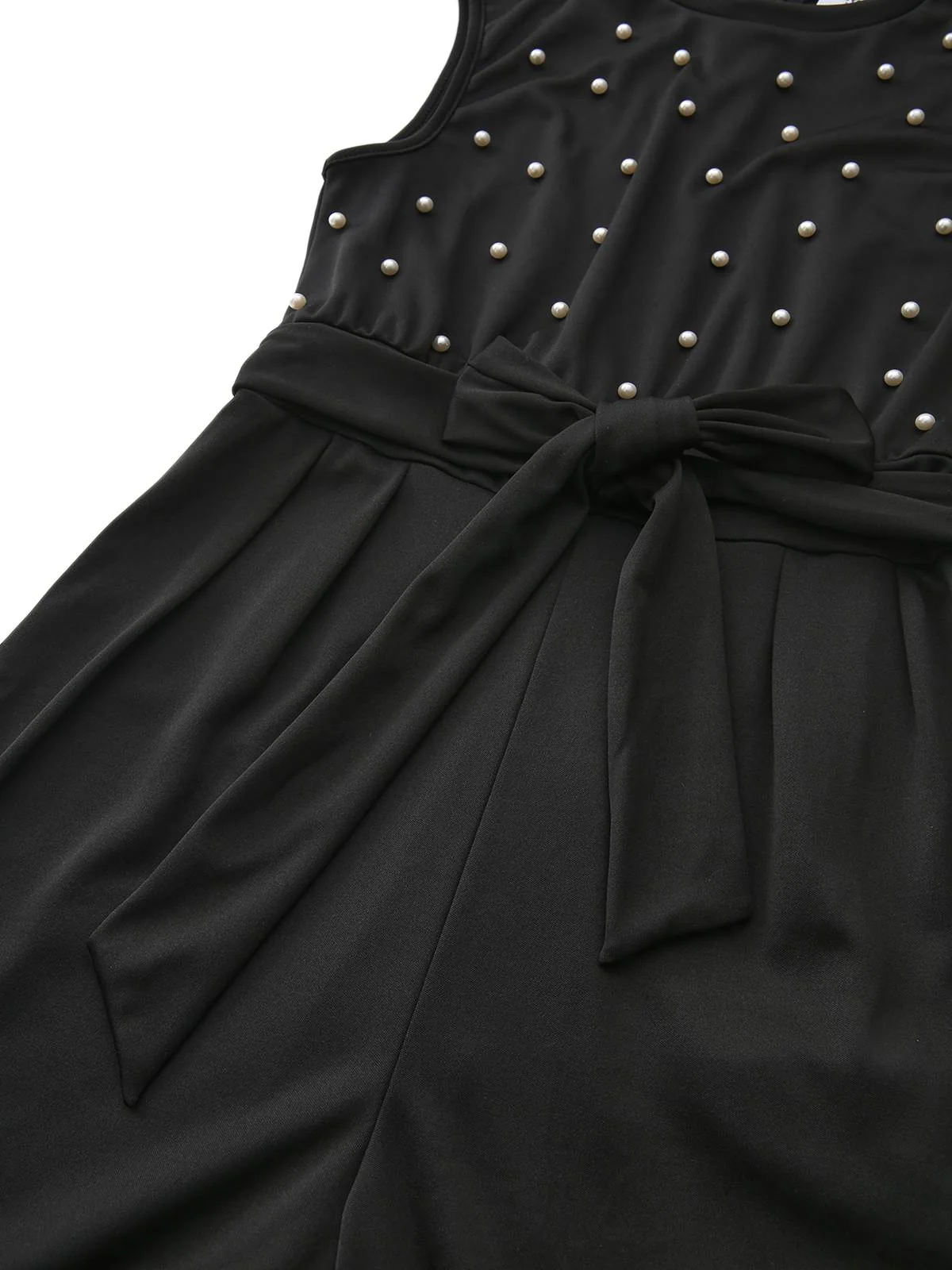 Combinaison noire à nœud et perles avec ceinture années 1950 - Image 5