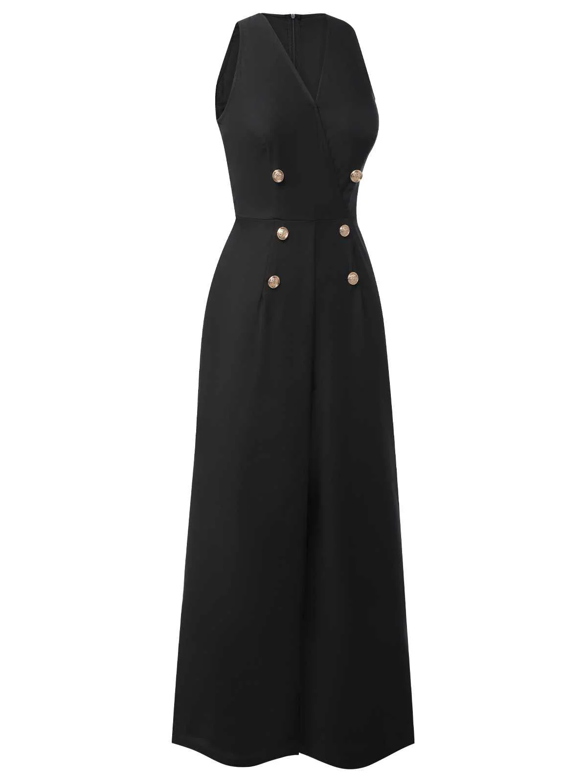 Combinaison noire boutonnée sans manches des années 1950 - Image 2