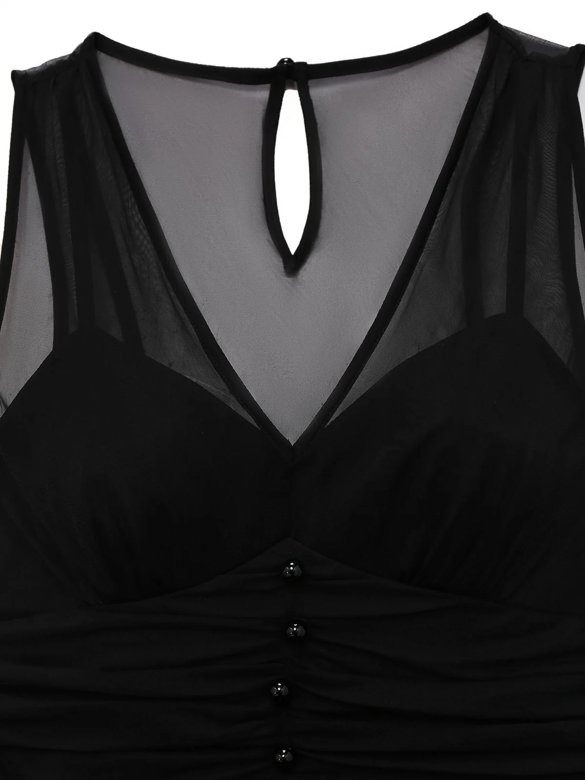 Combinaison noire patchwork plissée en maille années 1930 - Image 5