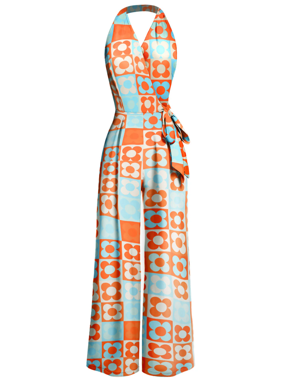 Combinaison orange dos nu fleurs années 1960