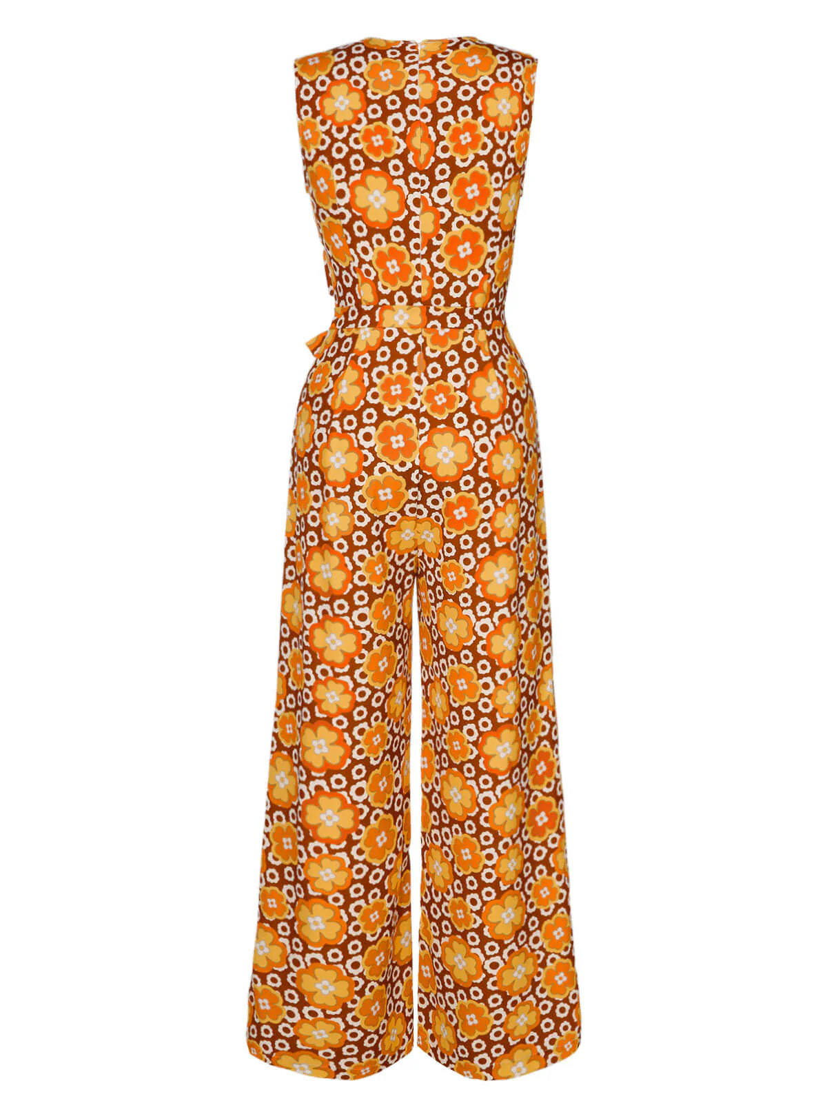 Combinaison sans manches à col en V et ceinture florale des années 1970 - Image 4
