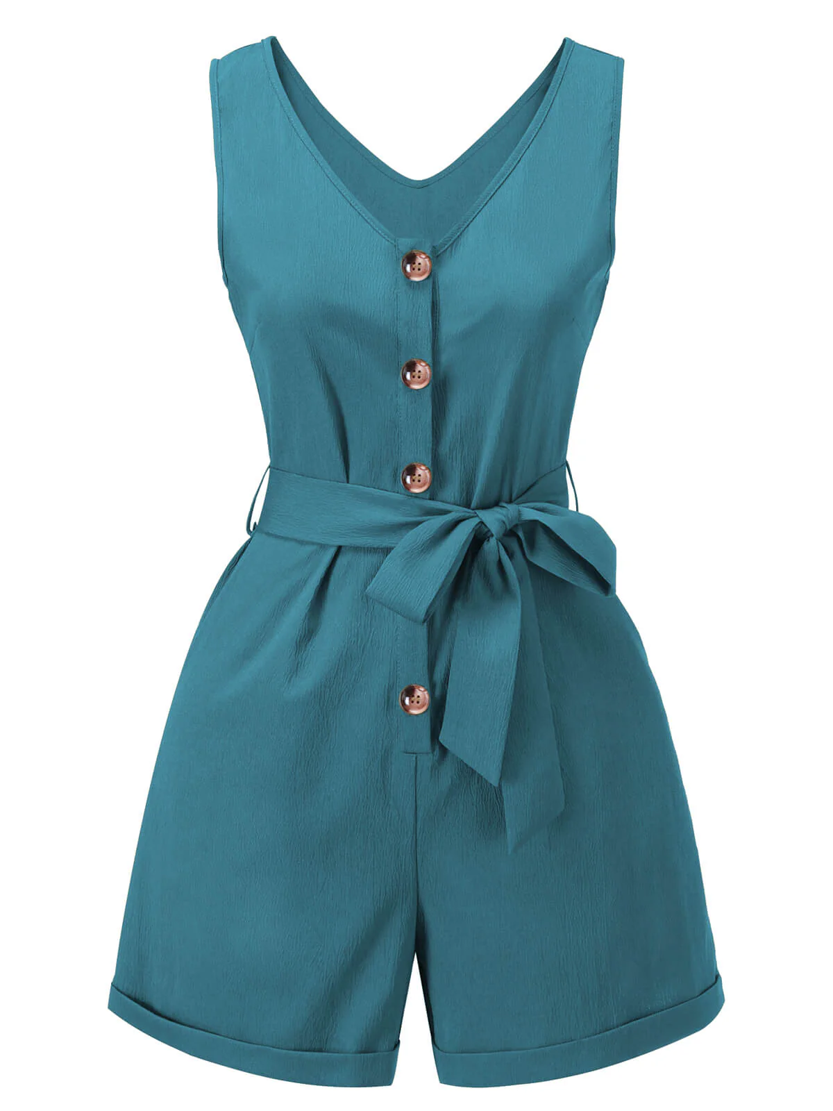 Combishort à nouer boutonnée à col en V vert armée des années 1950 - Image 5