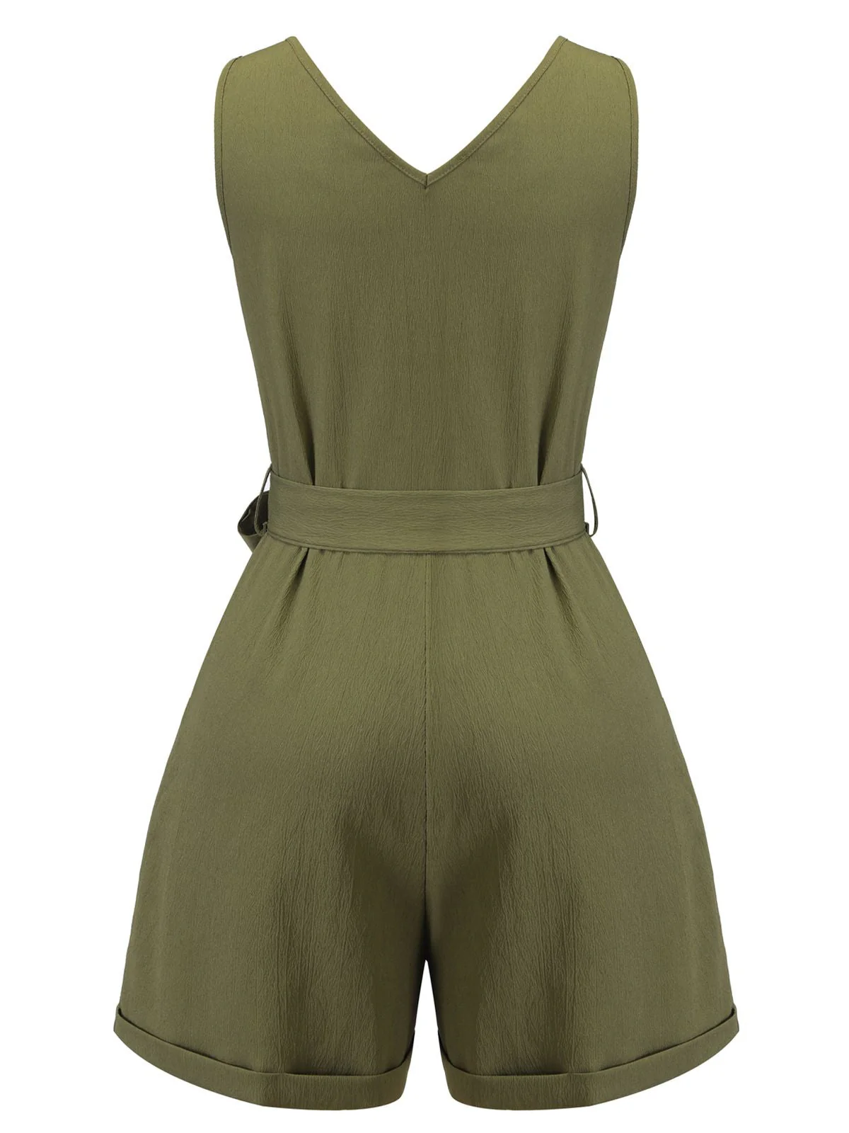 Combishort à nouer boutonnée à col en V vert armée des années 1950 - Image 3