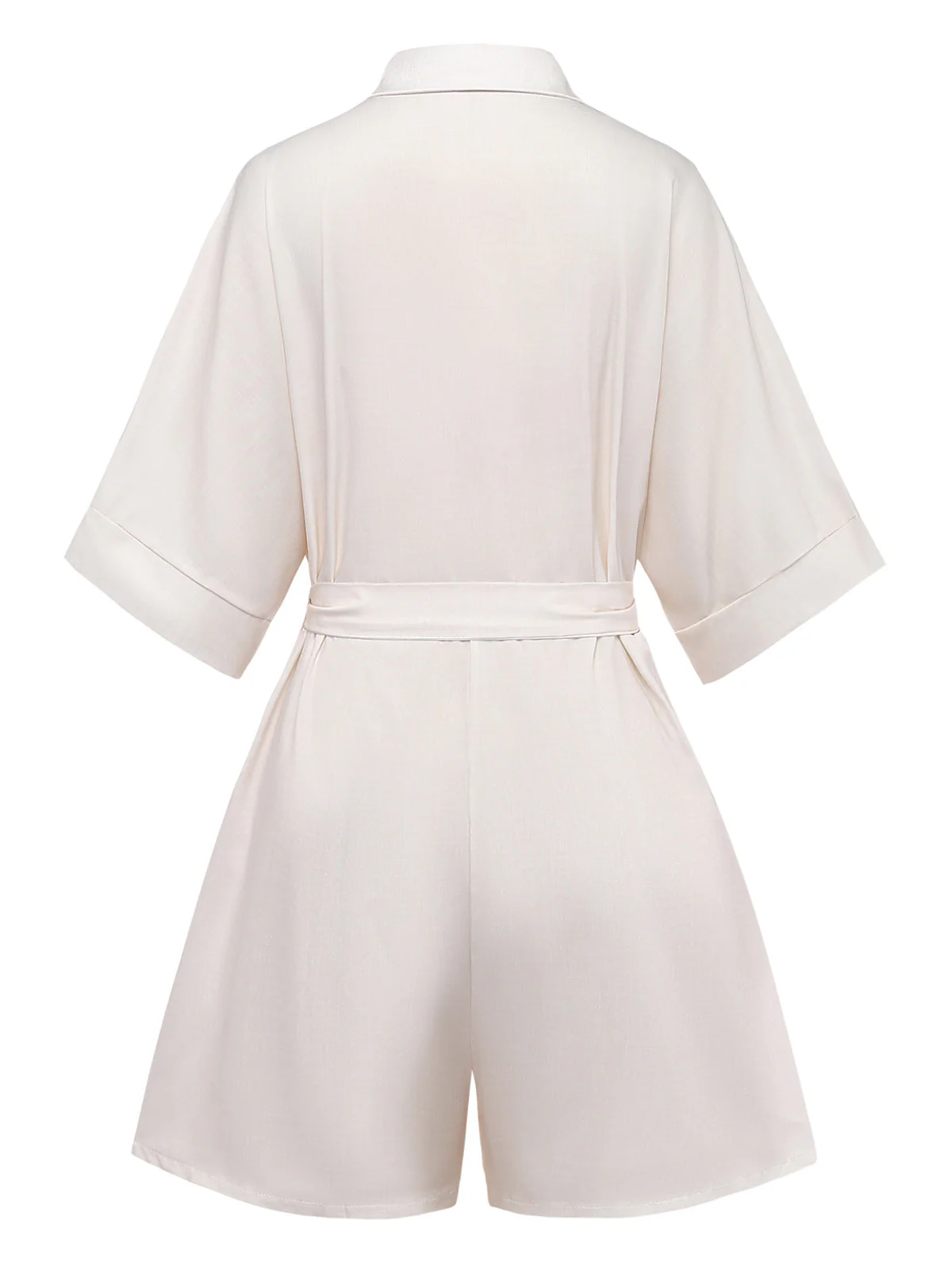 Combishort beige à imprimé botanique ceinture et revers années 1950 - Image 3