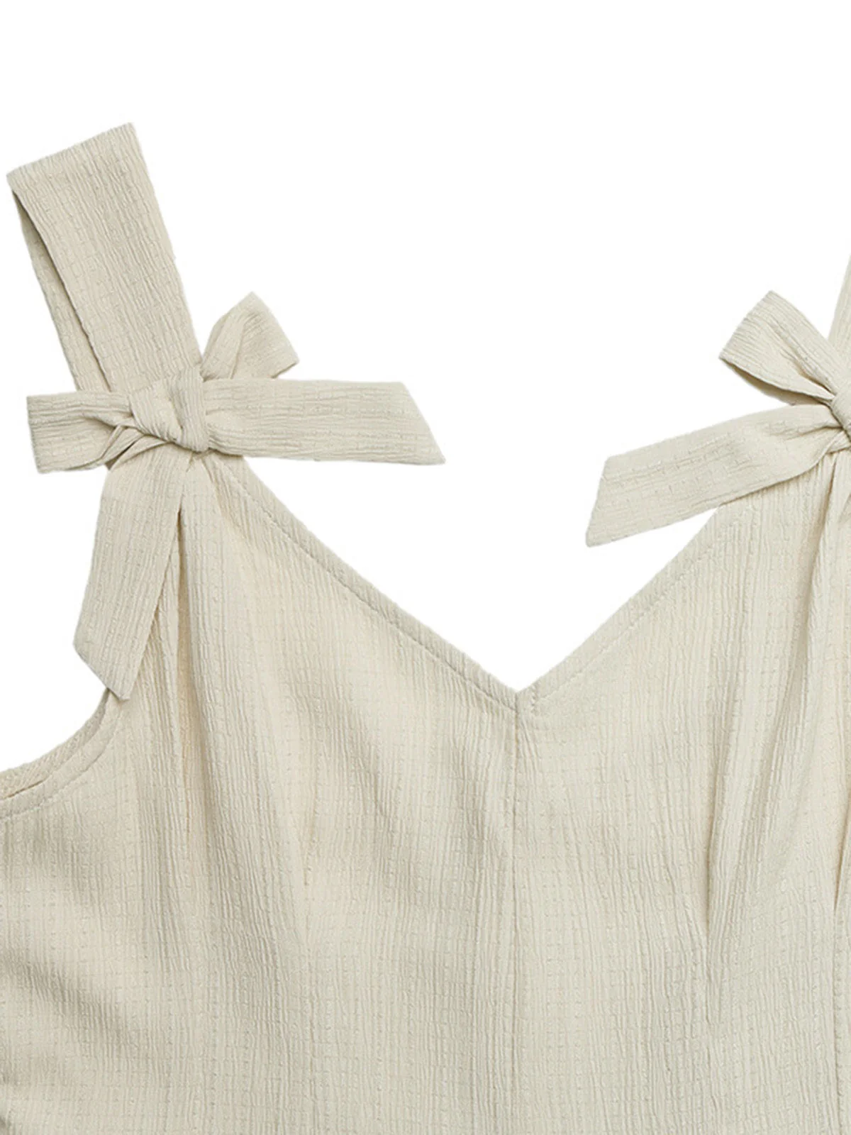 Combishort beige plissé larges bretelles et nœud années 50 - Image 7