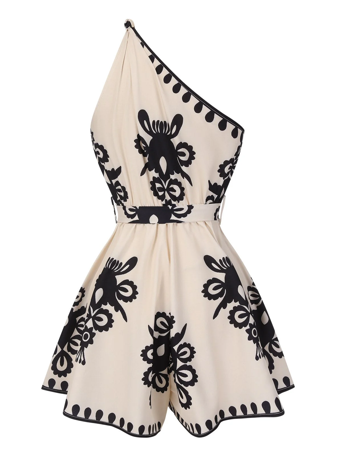 Combishort Beige Une Épaule Imprimé Floral Années 40 - Image 2