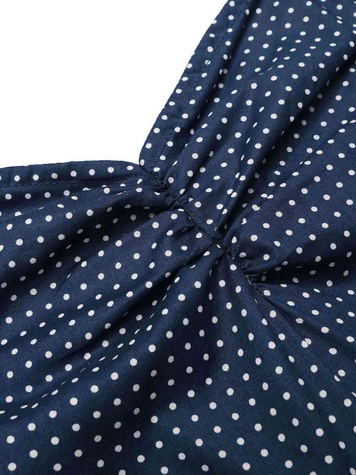 Combishort bleu à bretelles en patchwork à pois des années 1940 - Image 7