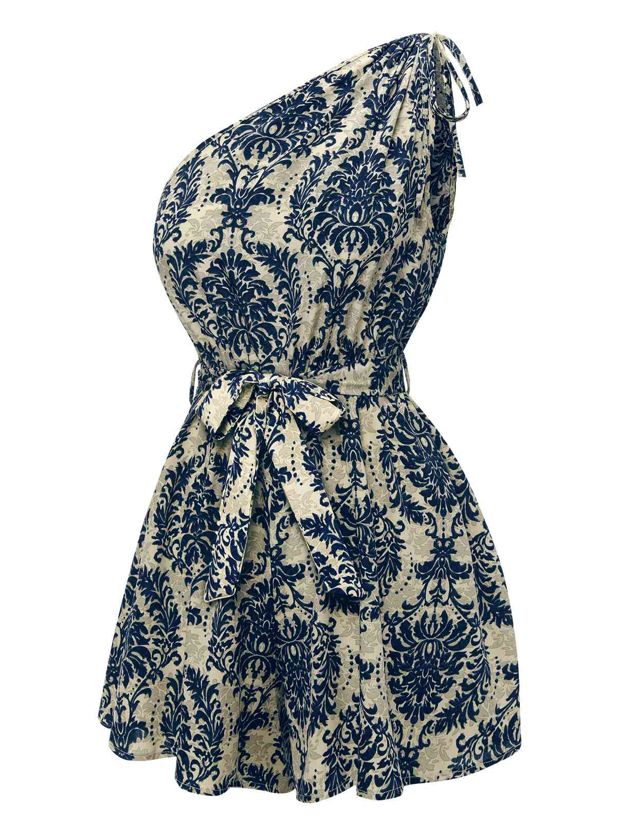 Combishort bleue à une épaule à imprimé floral des années 1950 - Image 2