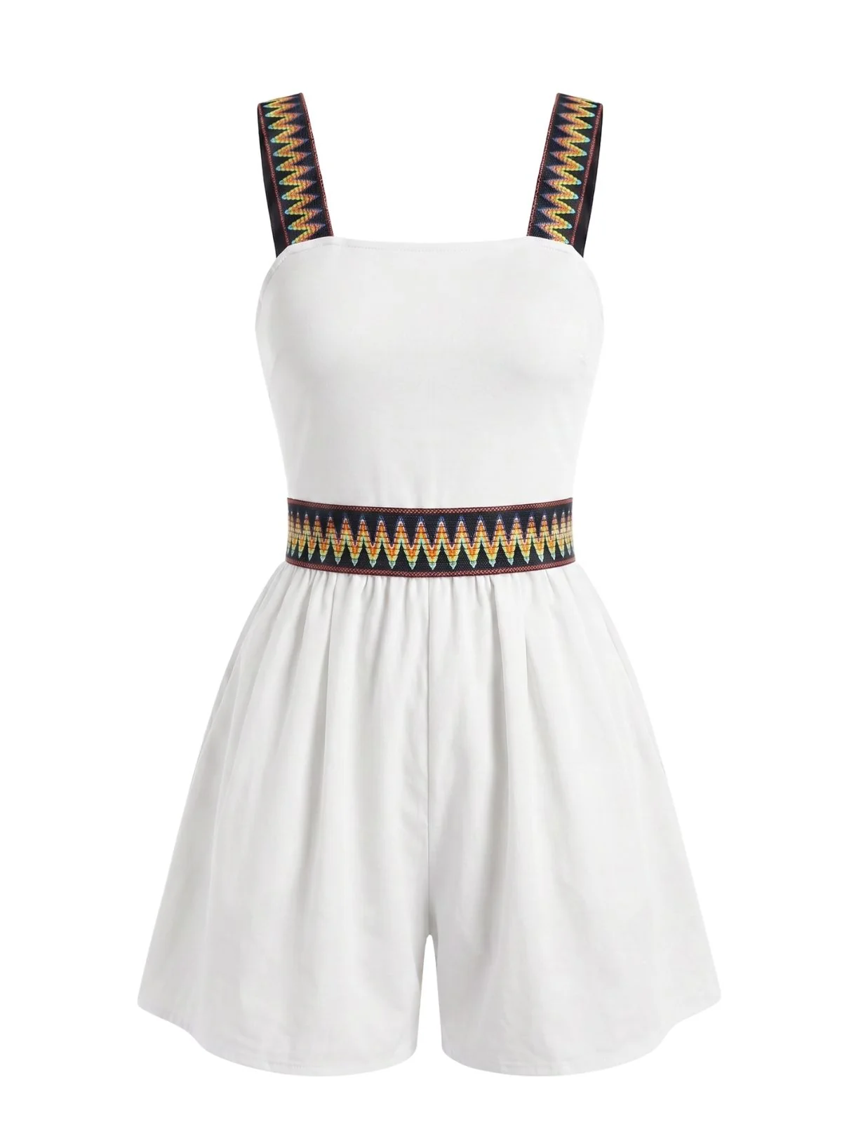 Combishort Bordeaux Bretelles Motif Zigzag Ethnique Années 1970 - Image 12
