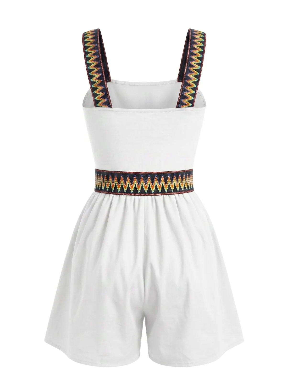 Combishort Bordeaux Bretelles Motif Zigzag Ethnique Années 1970 - Image 13