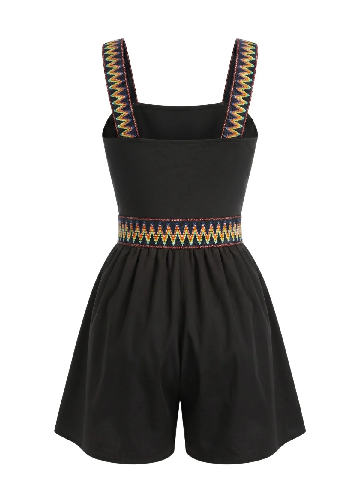 Combishort Bordeaux Bretelles Motif Zigzag Ethnique Années 1970 - Image 18