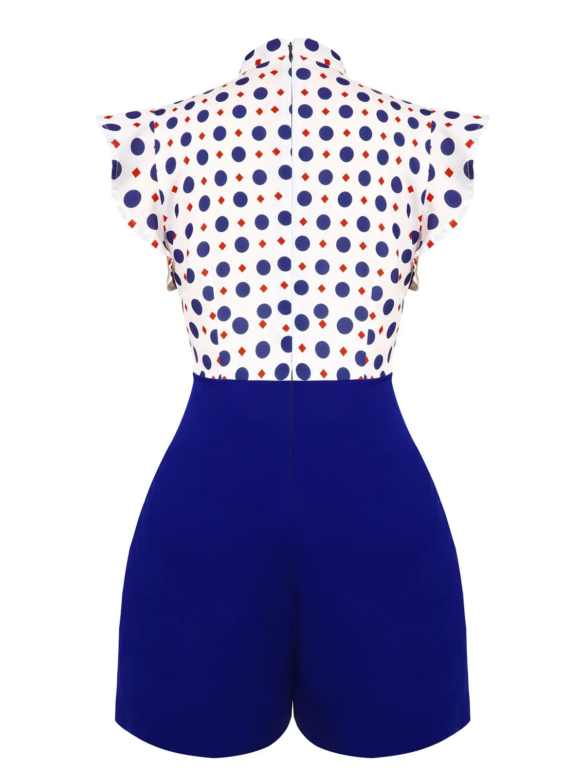 Combishort boutonnée bleue mancherons à pois années 1950 - Image 4