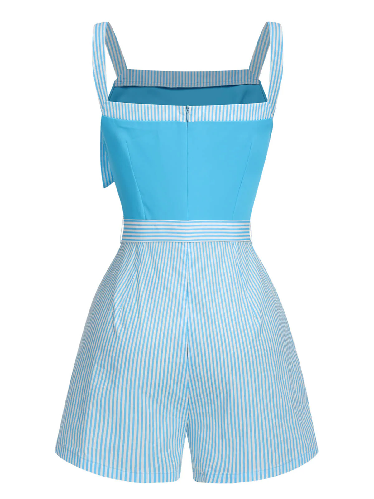 Combishort à bretelles larges bleu clair à rayures des années 40 - Image 4