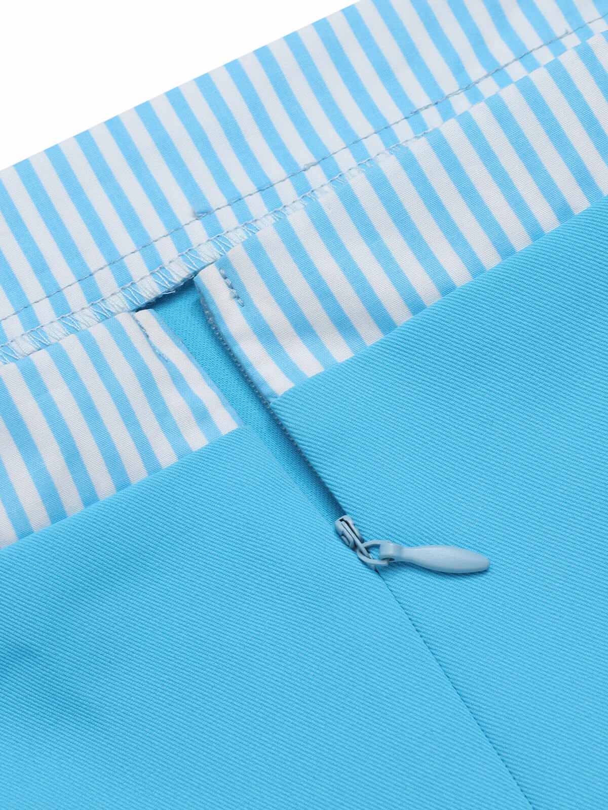 Combishort à bretelles larges bleu clair à rayures des années 40 - Image 6